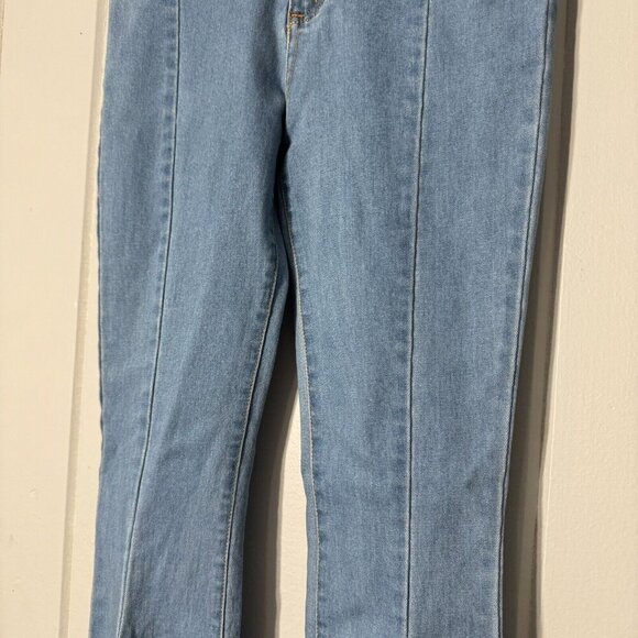 Peach Love California Denim Wide Raw Edge Bell Bottoms Flare Shredded Hem Boho S - Picture 3 of 15
